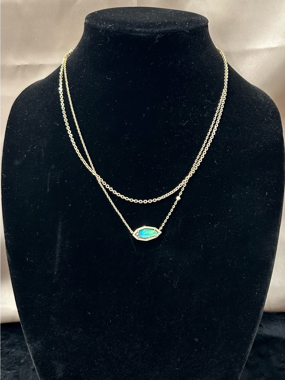 Kendra Scott Gold Tone Double-Layer Necklace with Abalone Stone